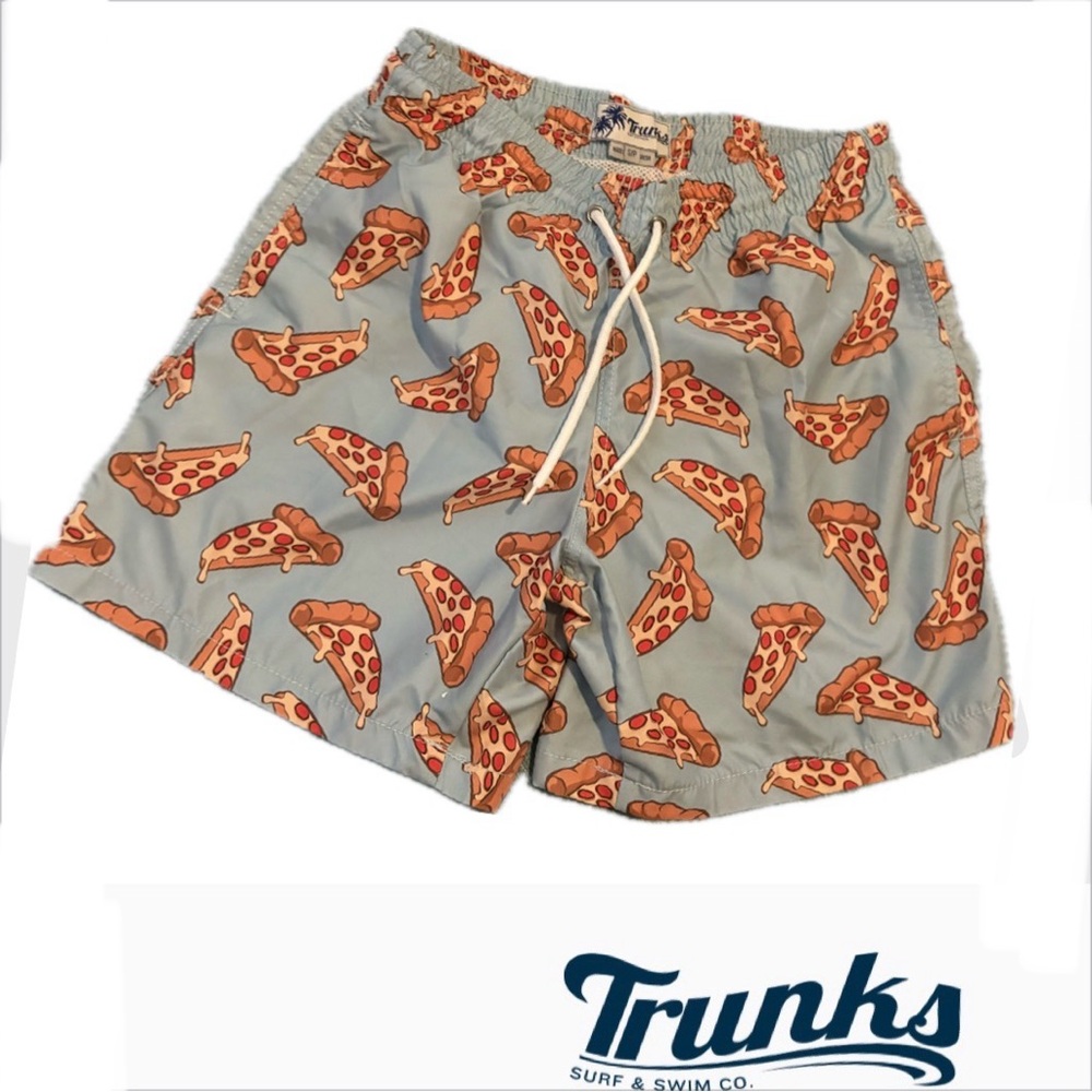 Pizza Print Men's Swim Shorts - Light Blue